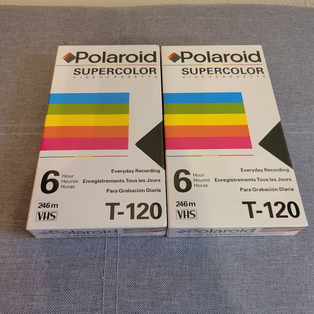 Polaroid VHS Tapes New Factory Sealed! Standard Grade T-120 6 Hours Lot of 2
